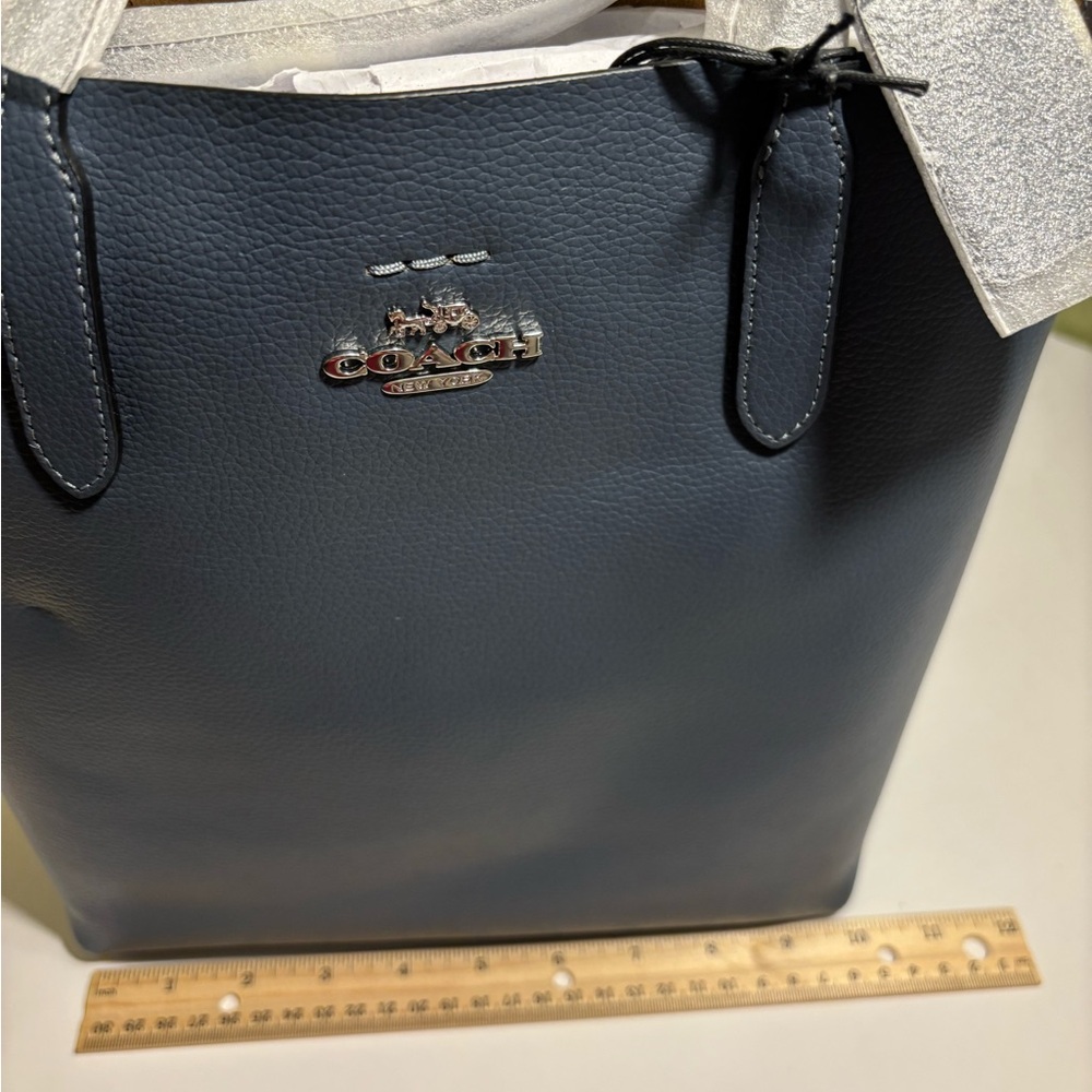 Coach Dark Blue Leather Tote